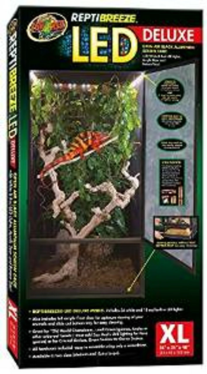 Zoo Med ReptiBreeze LED Deluxe Screen Cage (24"x24"x48") XL {L-1}976889 SD-3