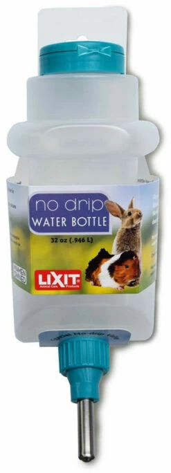 Lixit No Drip Top Fill Water Bottle Rabbit And Guinea Pig White, Clear 32 Ounces