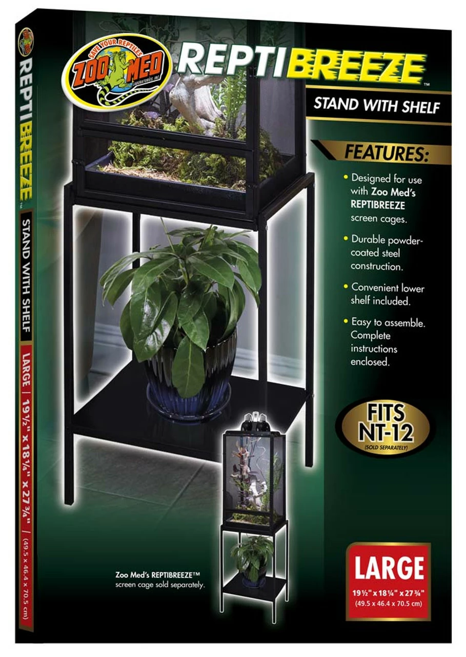 Zoo Med ReptiBreeze Stand W/Shelf Black LG