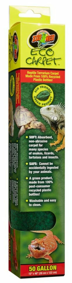 Zoo Med Eco Carpet Reptile Terrarium Carpet Green 50 Gallon, 15Inches X 48Inches