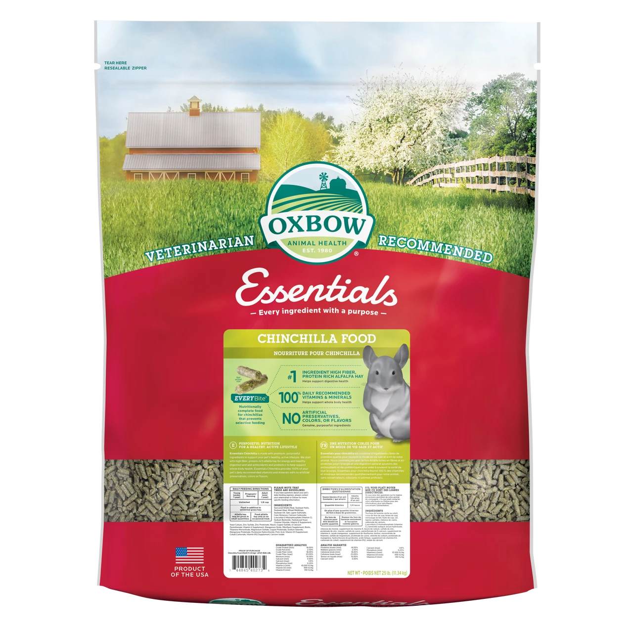 Oxbow Animal Health Essentials Chinchilla Food 25lb