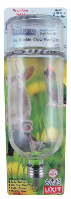Lixit Chew Proof Glass Bottle For Small Animals Clear 26 Ounces