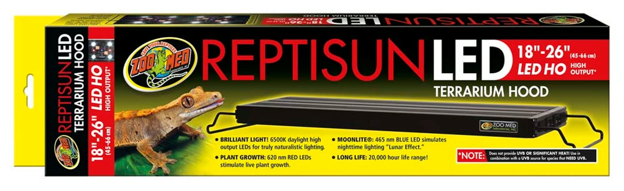 Zoo Med ReptiSun LED Terrarium Hood Black 18 In - 26 In