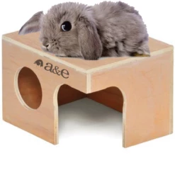 A & E Cages Small Animal Hut Rabbit Wood 14 Inches X 9 3/4 Inches X 8 1/4 Inches