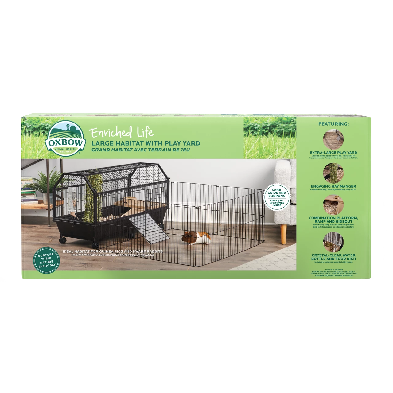 Oxbow Animal Health Enriched Life Small Animal Habitat W/Play Yard LG